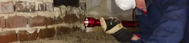 Pest control technician inspecting a crawl space for ant activity and entry points in San Francisco, CA